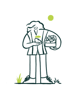 Persona sujetando una caja de productos