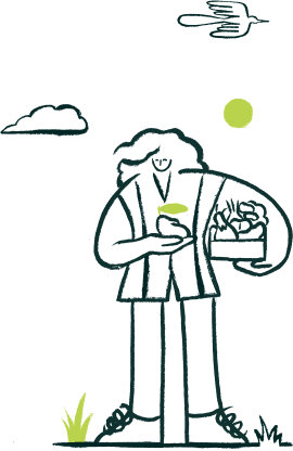 Una persona con una caja de productos